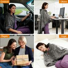 Cobija Manta Eléctrica Portátil 1.5x0.8m Usb Cómoda Suave - Gris Oscuro - Ver 2