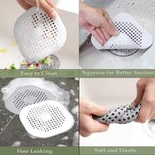 3pcs Bathroom Drain Hair Catcher, Anti-Clogging Silicone Drain Cover - Sink, Tub And Shower Strainer Trap, Easy To Install And Clean, Durable Bathroom Accessory, 1/3pcs - Multicolor - View 5