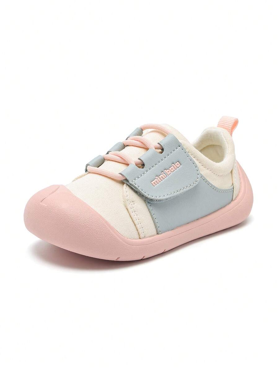 mini bala Kids Canvas Shoes Boys Girls Breathable Soft Sole Hook And Loop Indoor Sneakers - White Grey Tone - View 1