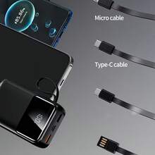 20,000mAh 5V2A Mini Portable Fast Charger, High Capacity Multifunctional Phone Charger, 4-In-1 Detachable Cable, Ultra Bright LED Lights, Essential Travel Battery, Smart Digital Display, USB-C - Mauve Purple - View 5