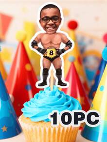 10/25/50/100/150pcs Cupcake Decorating, Fitness-Themed Cake Decorating, Muscular Warrior Wrestler Cake Hats, Bodybuilding Boxing Fighting Birthday Party Supplies, Personalized Tough Guy Gifts, Children's Boy Hero-Themed Birthday Party Gifts, Personalized Team Anniversary Gifts