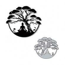 1pc Buddhist Zen Meditation Person Metal Cutting Die, Suitable For Scrapbooking Decoration, DIY Scrapbooking Paper Art, Embossing Craft, Handmade Crafts And Card Making, Greeting Card Metal Cutting Die - Silver Gray - View 9