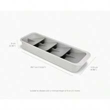 Organizador de cajón de cubiertos de plástico TYUI DrawerStore, compacto y de varios niveles, para la cocina, se desmonta para una fácil limpieza - Gris - Ver 4