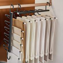 折叠式魔术裤架 6层不锈钢节省空间衣物架整理架，适用于衣柜裤子、牛仔裤、围巾 - 彩色 - 查看 8