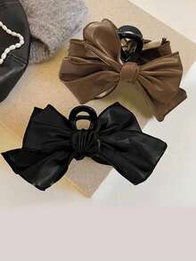 1 件女士双层植绒蝴蝶结发夹，优雅简约的发型设计，适合日常聚会发饰蝴蝶结发夹时尚发夹秋季配饰秋冬度假装女士 - 彩色 - 查看 7