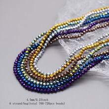 Perline in vetro di cristallo a faccetta Rondelle di circa 4mm, colore di rivestimento, 6 fili / sacchetto, circa 720 pezzi, perline sfuse spaziatrici per la fabbricazione di gioielli fai-da-te, accessori per braccialetti, collane e accessori per abbigliamento