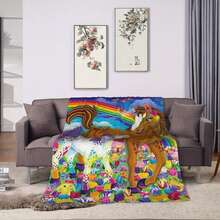1pc Whimsical Unicorn & Cheetah Print,Colorful And Cute Animals Fleece Blanket - Soft, Lightweight & Durable Flannel Throw With Vibrant Rainbow Colors, 280gsm For Him And Her, Perfect For Naps, Camping, Travel, Home, Daily, Office Decoration, Birthdays Anniversary, Valentine's Day, Thanksgiving Day, Christmas, Halloween, Mother's Day, Father's Day, Wedding, New Year Gifts, Personalized Ideal Gifts For Her, Him, Family, Boyfriend, Girlfriend, Father, Family, Mother, Lover, Daughter, Son, Grandpa, Grandma, Friend, Classmate, Pet. Sofa,Bed,Car,Bedroom,Living Room,Office,  Outdoor Camping, Beach,Wall Decoration - Nhiều màu 10 - Xem 3