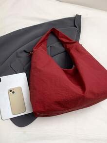 lulu kewen 女士大号单肩包，大容量纯色女士单肩包，休闲日系女士手提包，多功能大学生背包，简约时尚女士手提包，购物袋，时尚女士包，轻便可折叠旅行包，带拉链口袋。 - 紅色 - 查看 11