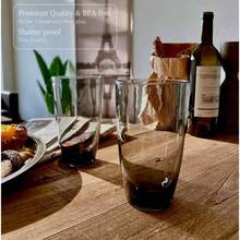 - ETON - Juego de 8 vasos acrlicos y vasos altos de 15 y 21 onzas, aptos para lavavajillas, color gris y negro - 15.2 y 20.8 onzas + Gris / negro - Ver 4