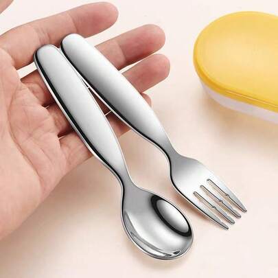 1set Stainless Steel Children's Cutlery Spoons Forks ,Portable Kids Dinnerware Set Maternity & Baby Gift Set,Easter/Back To School Gift,Halloween Edit, Christmas Gift