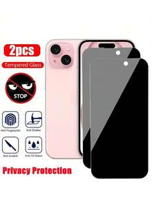 2pcs Full Coverage Privacy Screen Protector, Tempered Glass Material, Compatible With IPhone 17/17 Pro/17 Pro Max/17 Air And 11/12/13/14/15/16 Pro Max, Also Fits 17/11/12/13/14/15 Plus/16 Pro Max, Provides Privacy Protection, Screen Protection And Anti-Drop Function. - Black - View 18