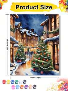 Bộ tranh tô màu theo số phong cảnh đường phố Giáng sinh - Tranh canvas tự làm dễ dàng, ý tưởng trang trí nhà hoàn hảo & quà tặng sáng tạo - Nhiều màu - Xem 2