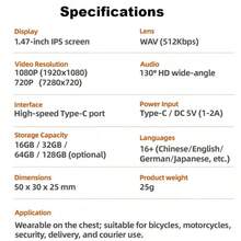新款宠物猫狗项圈摄像头，宠物运动摄像头，带视频录制功能，无线迷你随身摄像头，1.47英寸IPS 1080P高清显示屏，安全摄像头无线户外/小型犬/猫用品，适用范围广 - 彩色 - 查看 6