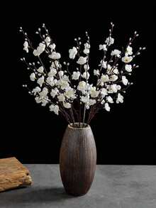 2 peças/1 peça Flor de Ameixa Branca Artificial, 21.7 Polegadas, Flor de Plástico com Haste Longa Doce para Decoração de Casa, Hotel, Escritório, Casamento, Festa, Jardim, Inverno