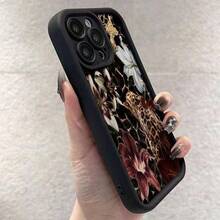 Funda de TPU con patrón floral de guepardo y lirio retro y elegante, adecuada para 16Pro, 14/13 Pro/12/11/Xs, utiliza funda de silicona de alta estética para protección total del cuerpo, fundas de regalo de Navidad para 14 15 16 pro, funda 1115 pro 12 14 pro, 16 Plus 16 Pro 16 Promax 15 Plus, 15 Pro 14 Plus, 14 Pro 13 Pro 13 Promax 12Pro 12ProMax 11Pro 17 pro, funda de protección, cubierta protectora, fundas de teléfono estéticas, regalos personalizados para familia, pareja, amantes, amigos, chicos, chicas, hombres, mujeres. - Negro - Ver 6