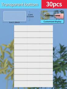 Customized 30/60/120/240/360/480pcs Transparent Waterproof Name Labels - White/Clear/Holographic/Rainbow Customized Stickers, Various Sizes Of Labels, Customizable Text,Office Decor