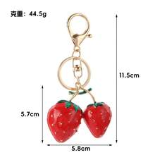 Creative New Dripping Oil Strawberry Fruit Keychain, Exquisite Ladies Bag Keychain, Car Keychain, Small Gift, Cute Zinc Alloy Accessory, Autumn - One Size - View 6