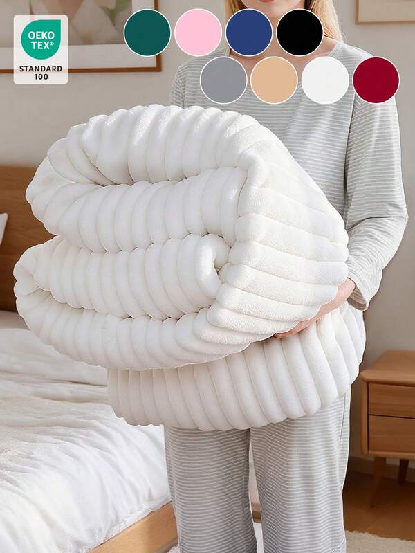 1pc Flannel Blanket - Soft Rustic Throw Blanket, Stripes, Luxury Style, Easy Care, Lightweight, And Versatile Throw Blanket, Multiple Colors And Sizes Available, Blanket For Winter, Suitable For All Seasons, Throw For Multi-Purpose, Sofa Bed Blanket, Holiday Party Decoration, Machine Washable, 280GSM