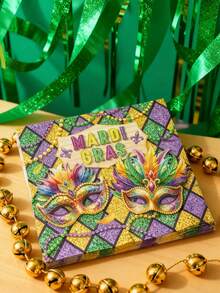 48pcs 13"X13" Disposable Mardi Gras Themed Napkins, Colorful Carnival Design With Masks, Beads And "MARDI GRAS" Text, Suitable For Carnival Parties And Holiday Gatherings - Multicolor - View 3