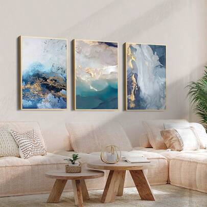 1/3件/套 抽象奢华大理石纹墙面艺术画，帆布印刷油画，现代艺术美学装饰，适用于卧室、客厅或宿舍墙面装饰，现代家居装饰，不含画框