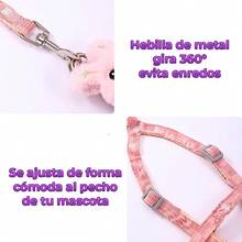 Correa Pechera Tela Ajustable Diseño Conejo Mascota Pequeñas - Rosa - Ver 5