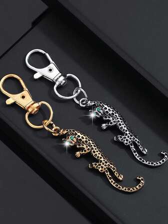 1/2 Pieces Fashionable Retro European And American Minimalist Leopard Pattern Keychain Pendant Accessory, Suitable For Men's Car Keys, Bag Decoration, And Teacher's Day Christmas Gift Creativity