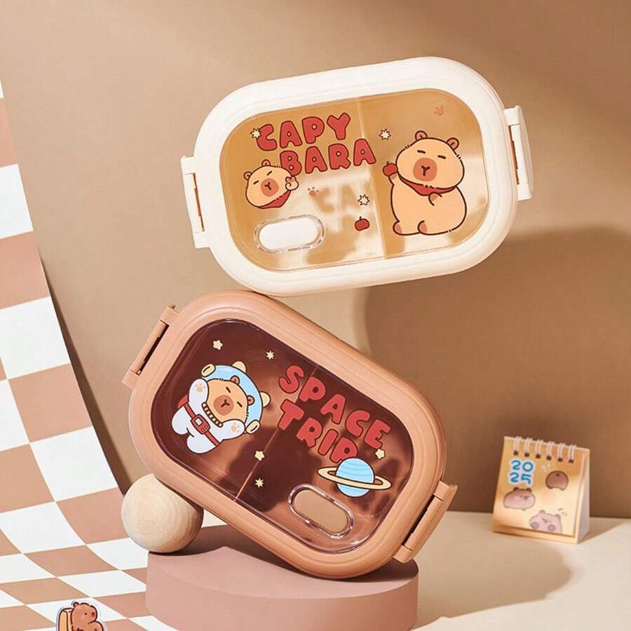 Hộp cơm bento hình chuột lang nước dễ thương - Hộp cơm trưa di động, hộp đựng thức ăn chịu nhiệt kèm thìa và dĩa, thích hợp cho trường học, văn phòng, cắm trại và dã ngoại, có thể dùng làm hộp đựng trái cây, chỉ rửa bằng tay, không cần điện, thích hợp cho trường học, văn phòng, hoạt động ngoài trời, cắm trại, khay đựng thức ăn | Hộp cơm bento chia ngăn | Hộp cơm trưa - Nhiều màu - Xem 1