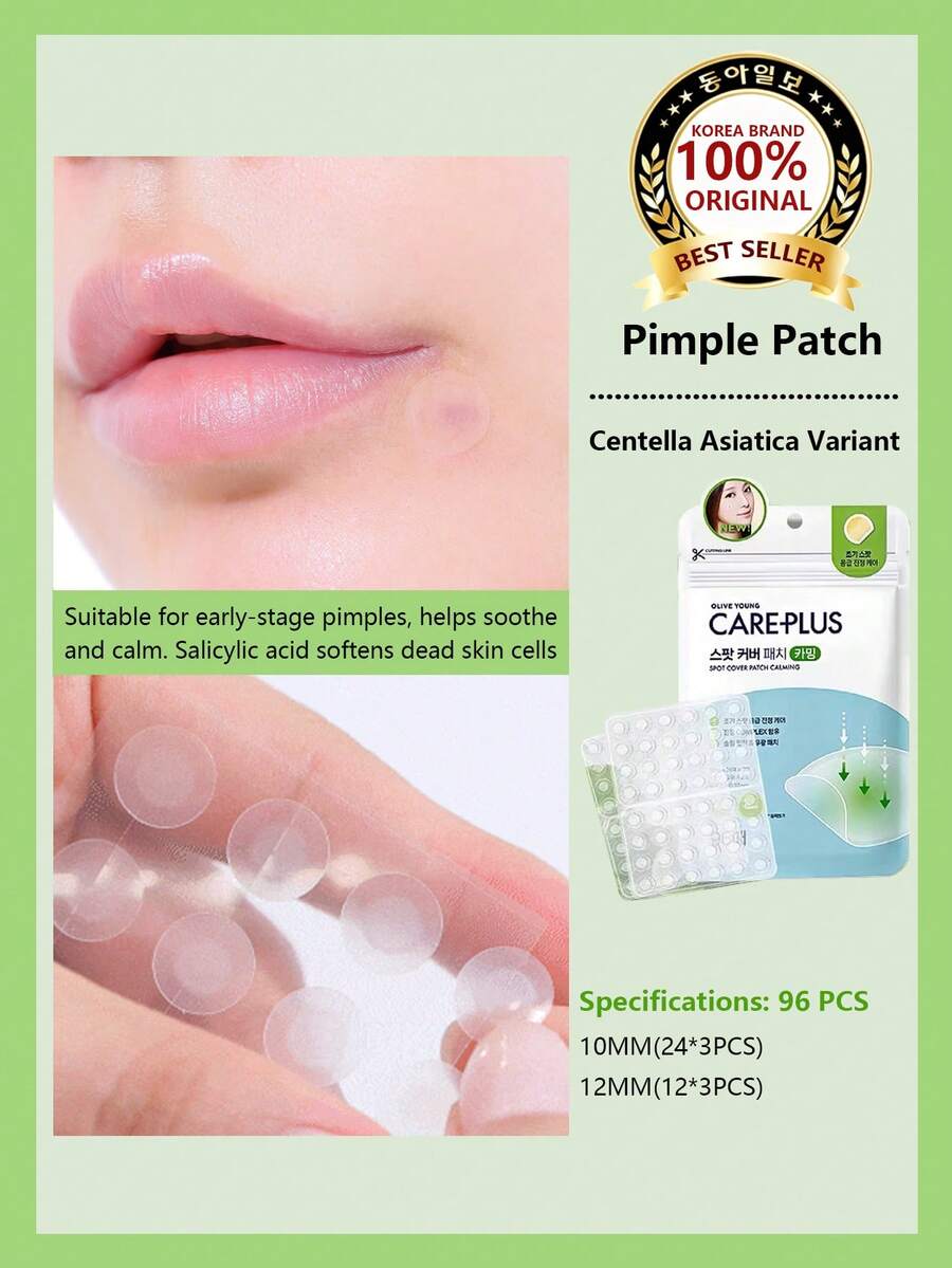 Olive Young Care Plus 1 Pack Invisible Hydrocolloid Acne Patches, Imported From Korea, Covers Blemishes, Suitable For Problem Skin And Face, Sweat-Resistant, Emergency Acne Patches - 96 Count - 查看 1