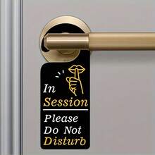 1 Biển treo cửa 2D phẳng màu đen sáng tạo, kích thước 6x2.4 inch, chữ vàng trắng không có âm thanh, biểu tượng cử chỉ tay, truyền tải rõ ràng thông điệp "Không làm phiền". Chất liệu bền, dễ treo, trang trí Giáng sinh chống nước - Nhiều màu-1 - Xem 6