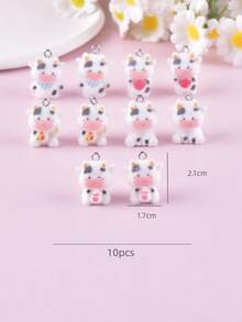 10件套混合3D动物派对树脂吊坠耳环项链DIY饰品配件，包括狗、猫、老鼠、猪、鸡、羊、树等。 - 彩色 - 查看 4