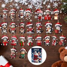 Calendario de Adviento para niños, calendario de cuenta regresiva de Navidad de 24 días con adornos de gato 2D colgantes, decoración de otoño, decoración de Halloween, regalo de Navidad, clásico y elegante, , alta tasa de recompra. - Rojo - Ver 5