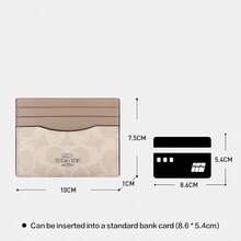 Coach Slim Id Card Case Leather Credit Card Holder Rfid Blocking Front Pocket Wallet For Women With Clear ID Window Credit Card Case Mini Coin Purse - Sand Color - View 9