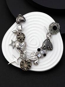 1件朋克风夸张精致高端心形、花朵和星星吊坠项链，适合女性日常佩戴或作为礼物 - 項鍊 - 查看 1