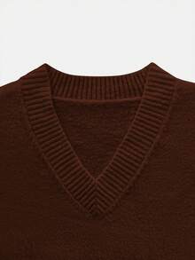 Áo khoác cardigan dệt kim gân cổ chữ V dáng rộng, cài một hàng khuy, phong cách Bohemian, thích hợp cho tiệc tùng mùa lễ hội. - màu nâu - Xem 5