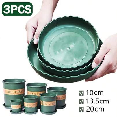 3/1pc Plastic Plant Pot Tray, Round Flowerpot Saucers Base Stand, Reusable Water Drip Tray For Indoor Outdoor Gardening Supplies