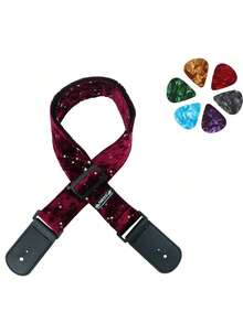 1pc Premium Guitar Strap, Vintage Aesthetic Design With Exquisite Starry Sky And Galaxy Print, Ergonomic Contoured With Padding, Fully Adjustable With Safety Lock Buckle, [All-In-One Musician Set], Ideal For Stage Performance, Studio Recording, Holiday Gift, Christmas, Birthday Celebration And Personal Leisure Use. - Multicolor - View 5
