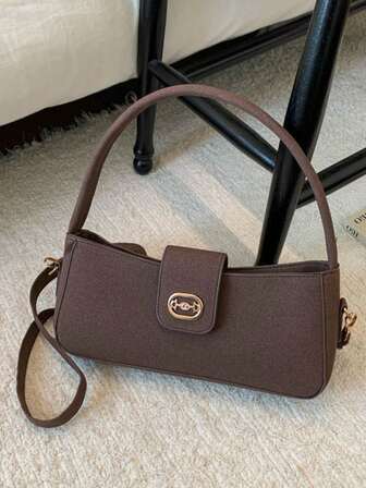 Niche Design Women's Handbag, New Autumn/Winter Versatile Commuter Shoulder Bag, Retro Underarm Baguette Bag, Matte Crossbody Bag