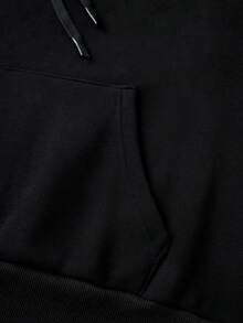 Cotton men's top, rose beach pattern sweatshirt, men's black drop shoulder sweatshirt, thick fabric warm and loose hoodie for autumn and winter, suitable for cold weather. - 黑色5 - 查看 7