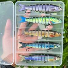 Set de 5 señuelos de pesca multiusos con caja de almacenamiento impermeable - Señuelos de buceo de varias secciones adecuados para lanzamiento a larga distancia, en varios colores (atún, caballa, trucha, lubina, róbalo) - Set de cebo de pesca biónico para agua dulce y salada, adecuado para principiantes y pescadores profesionales, aplicable para lubina, trucha, salmón, róbalo - Duradero y fácil de usar - Multicolor - Ver 7