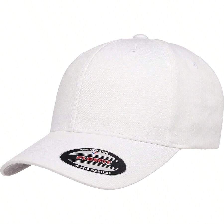 Cotton Twill Fitted Cap Black Small Medium Black SmallMedium - White - View 1