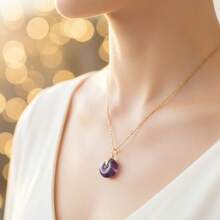 1 Piece Natural Amethyst Donut Pendant, Protective Healing Crystal Jewelry Gift, Round Safety Buckle, Natural Stone, Amethyst, Tiger's Eye, Rose Quartz Necklace Pendant, Women's Holiday Gift