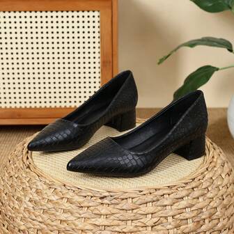 Dammode Spetsiga Lågskurna Pumps, Retro Pendling Business Casual Friluftsliv Lyxiga Slip-On Platta Skor