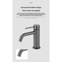 [Modern Minimalist] Matte Black Textured Basin Faucet, Elevating Your Bathroom Aesthetics - Grey - View 9
