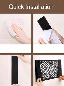 耐用弹性货物收纳网，带自粘条，垃圾袋收纳网袋，壁挂式厨房门柜塑料袋收纳，粘性网袋，大容量悬挂袋，适用于所有车辆，车内收纳，时尚设计，坚固耐用，房车车主，货物收纳，网袋，弹性设计，贴合牢固，运动家长，露营爱好者，运动家长礼物，房车车主用品 - 彩色 - 查看 4