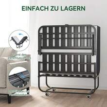 190 * 96 Cm Folding Twin Bed With 9.5 Cm Memory Foam Mattress, Portable Guest Bed/Rollaway Bed - 黑色 - 查看 11