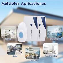 Dallfoll Timbre Inalámbrico para Puerta con 1 Transmisor y 2 Receptor,Timbre Impermeable,3 Niveles de Volumen Ajustable con 36 Melodías,LED Indicador,Alcance a 100M, Casa,Oficina,Hotel,Almacén - 2 Receptores - Ver 7