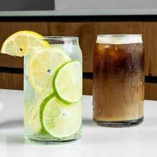 Set De 6 Vasos De Vidrio De 470 ml Con Forma De Lata De Refresco Transparente Con Tono Verde, Vasos De Taza De Caf Helado Y Cerveza, Cristalera Para Bebidas Fras Y Calientes - Transparente - Ver 4