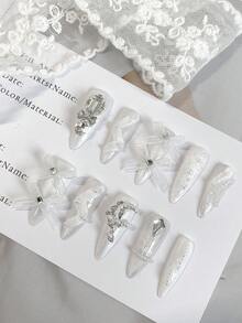 1 Set Aurora Color Teardrop Shell Nail Stickers, Exquisite Elegant, Pure Beauty, Handcrafted Classic. Lightweight Luxury, Versatile And Practical, Suitable For Parties, Birthdays, Gatherings And Various Occasions. Nails - Multicolor - View 3