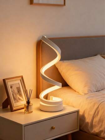 2pcs Modern Spiral LED Desk Lamp, Dimmable Bedside Table Lamp With 3 Color Modes For Bedroom, Adjustable Spiral LED Desk Lamp For Living Room, Office, Includes LED Bulb, Gift, Birthday, Creative Gift