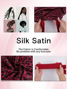 1顶缎面蝴蝶结睡帽，纯色弹力带，轻盈透气，适合女性和女孩，黑色 - 酒紅豹紋 - 查看 7